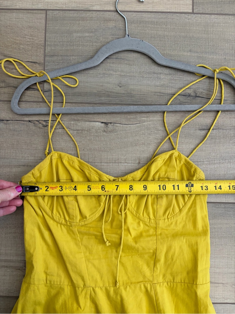 Cleobella Lennon Tie Strap Sleeveless Corset Cotton Mini Dress Golden Yellow S - Picture 8 of 10